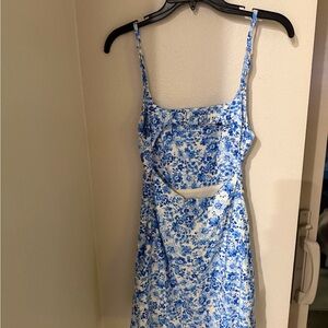 Mango Floral Blue and White Mini Dress